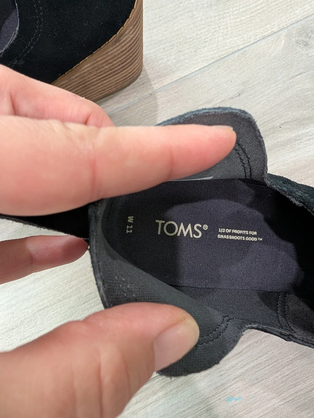 Toms Black Wedge Ankle Booties Size 11 - Picture 7 of 9